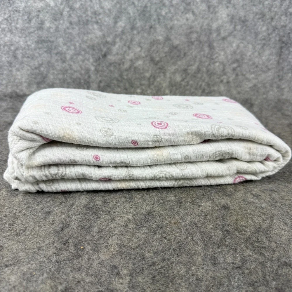 aden + anais Polka Dot Baby Blanket Muslin White Pink Gray Circle Swirl Bullseye